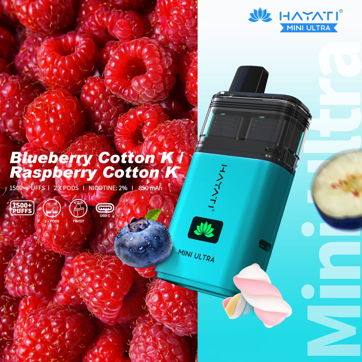 buy Hayati Mini Ultra 1500 Disposable Vape - Box of 5 at Wolfvapes.co.uk