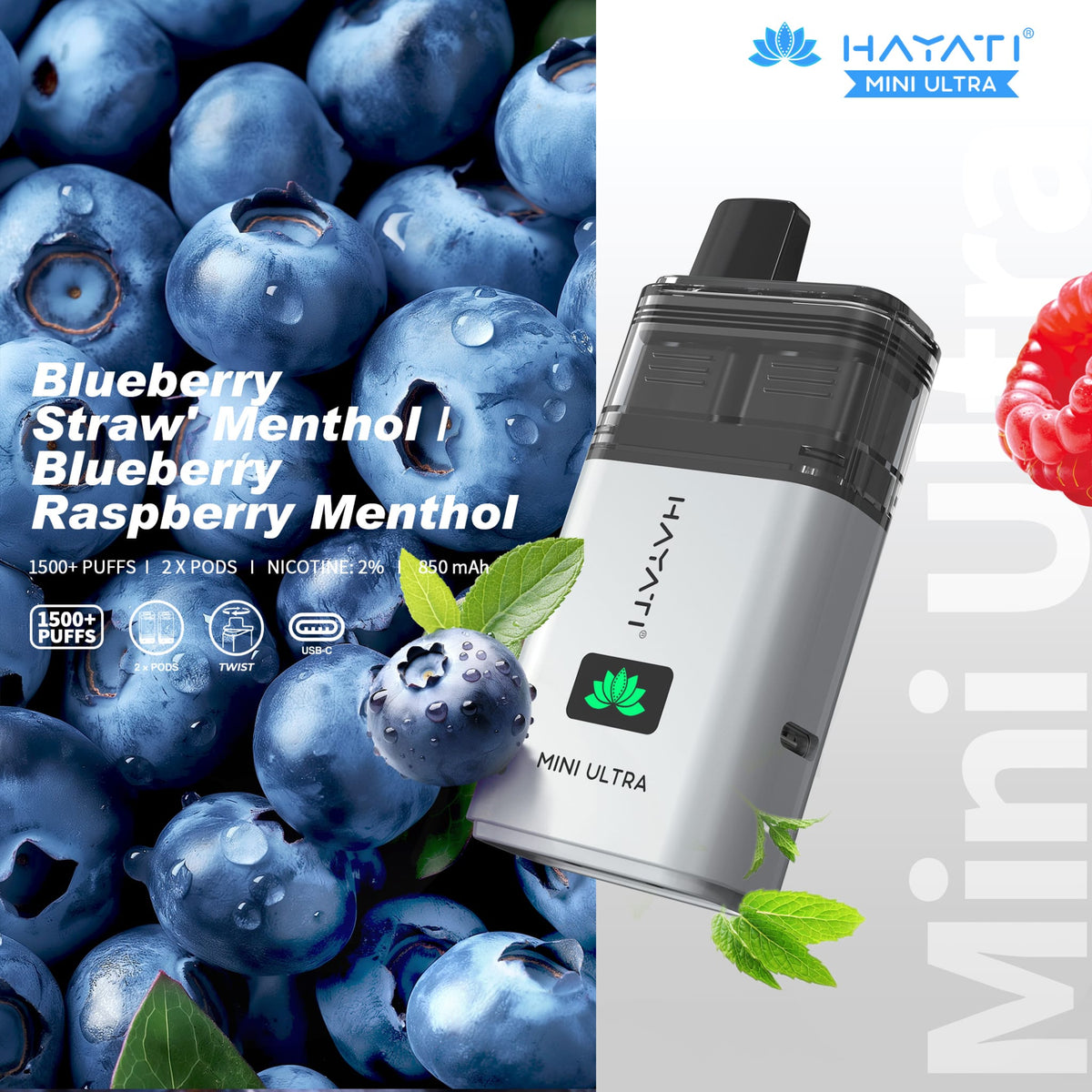 buy Hayati Mini Ultra 1500 Disposable Vape - Box of 5 at Wolfvapes.co.uk