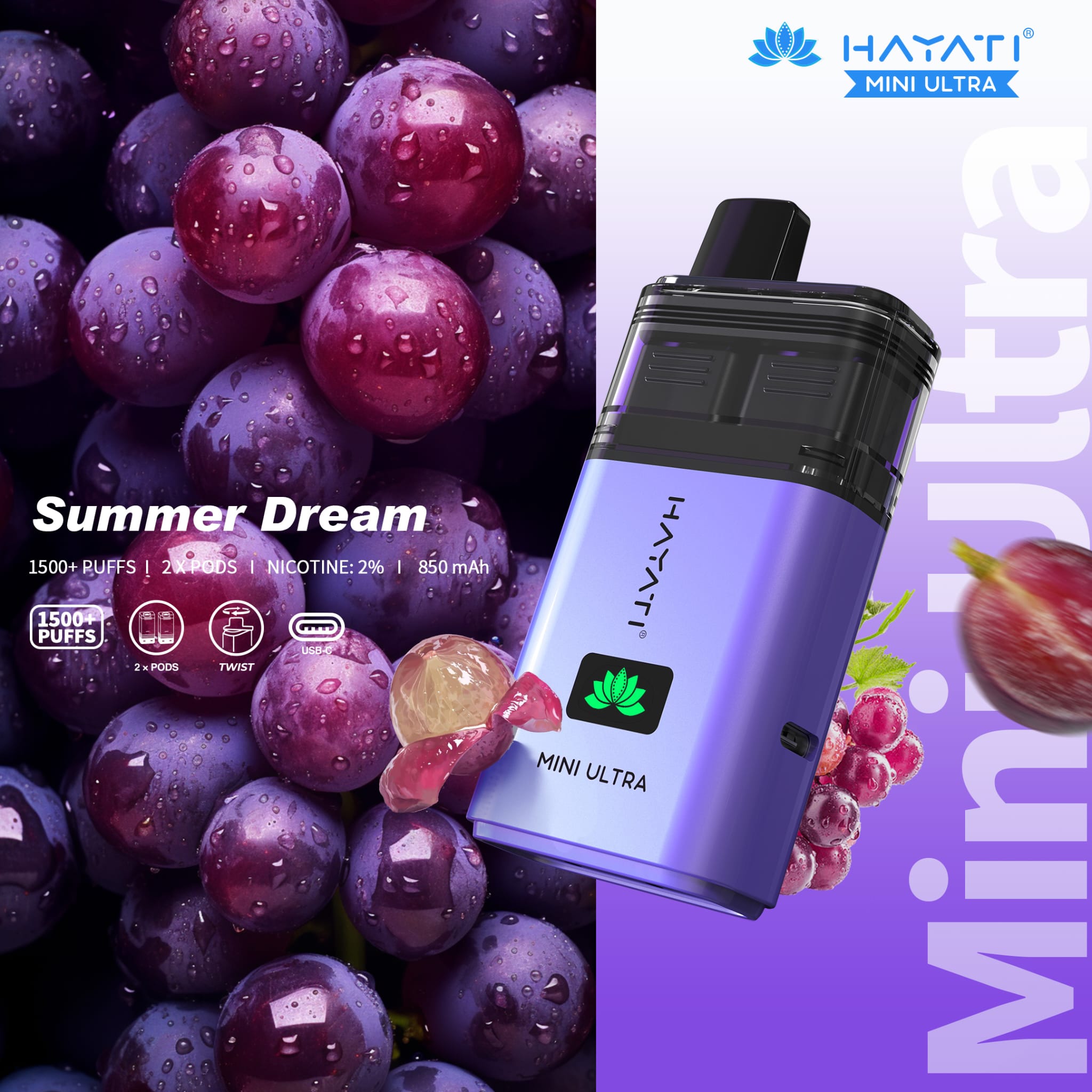 Hayati Mini Ultra 1500 Disposable Vape - Box of 5 Hayati Mini Ultra 1500 Disposable Vape - Box of 5