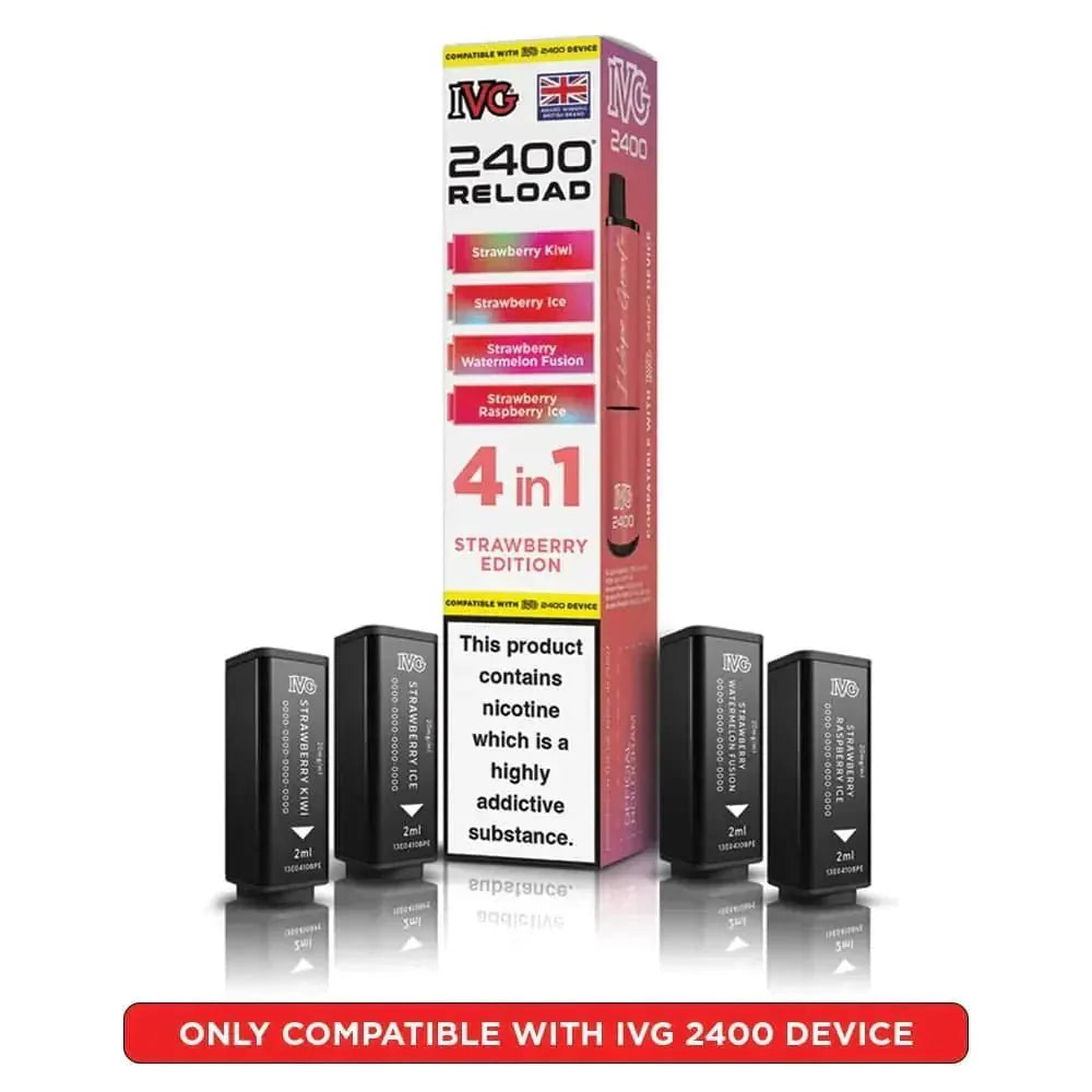 bulk wholesale IVG 2400 Reload 4 in 1 Prefilled Pods Box of 5 - Strawberry Edition