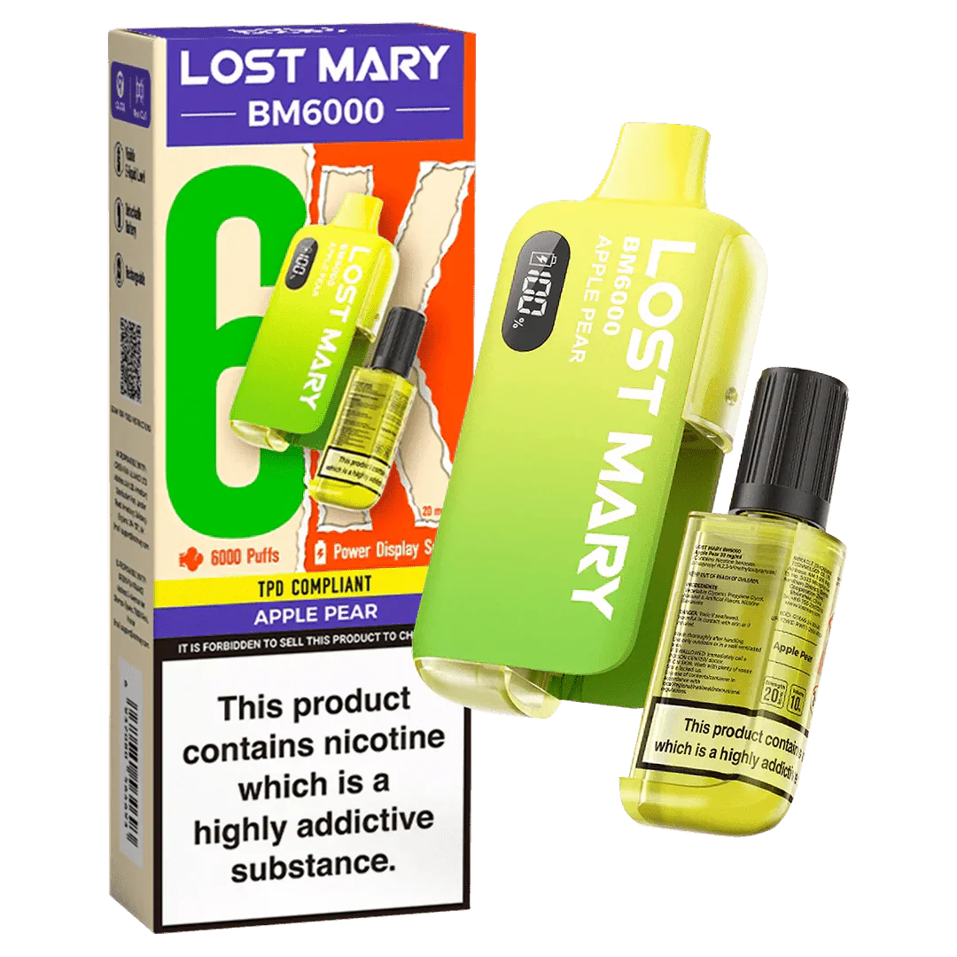 Lost Mary BM6000 Prefilled Disposable Vape Kit (Box of 5) - Wolfvapes.co.uk-Apple Pear