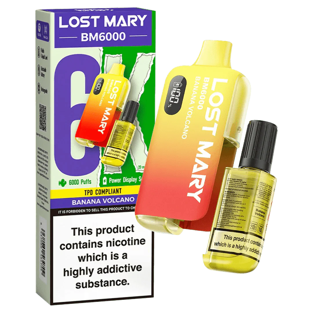 Lost Mary BM6000 Prefilled Disposable Vape Kit (Box of 5) - Wolfvapes.co.uk-Banana Volcano