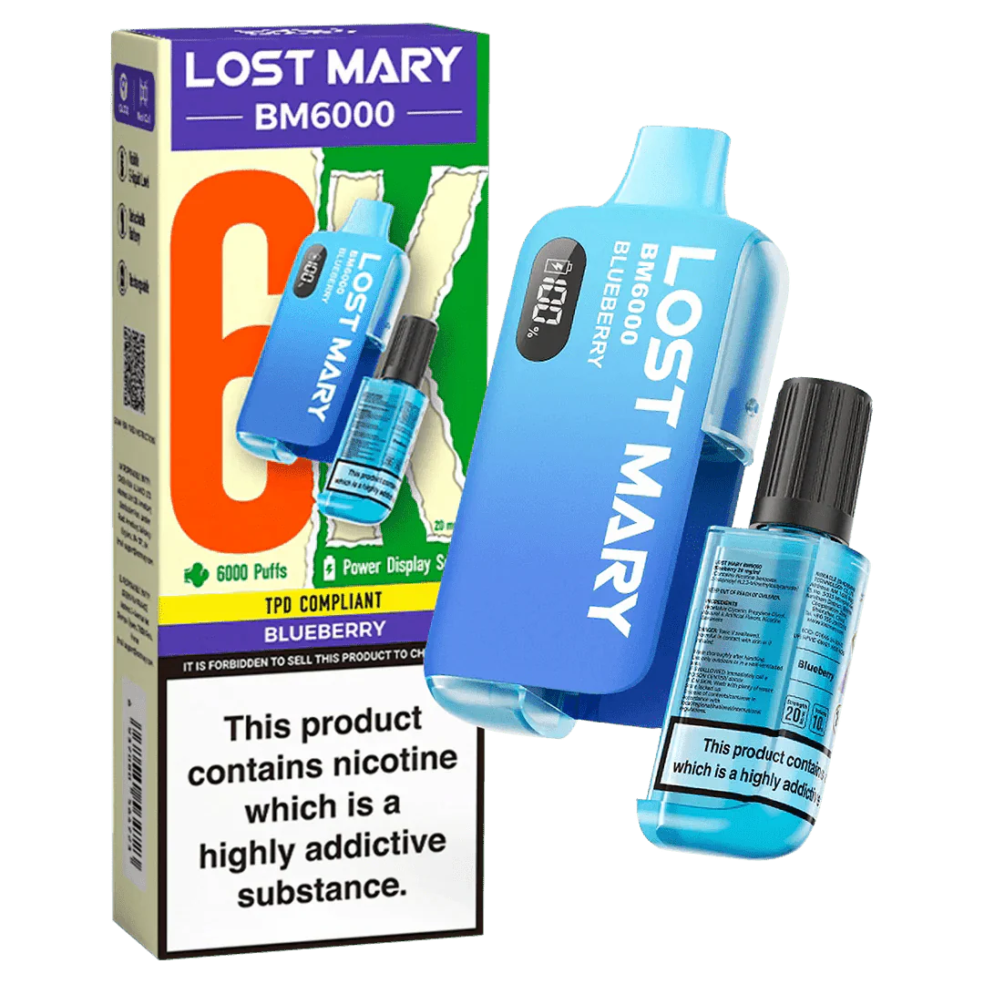Lost Mary BM6000 Prefilled Disposable Vape Kit (Box of 5) - Wolfvapes.co.uk-Blueberry