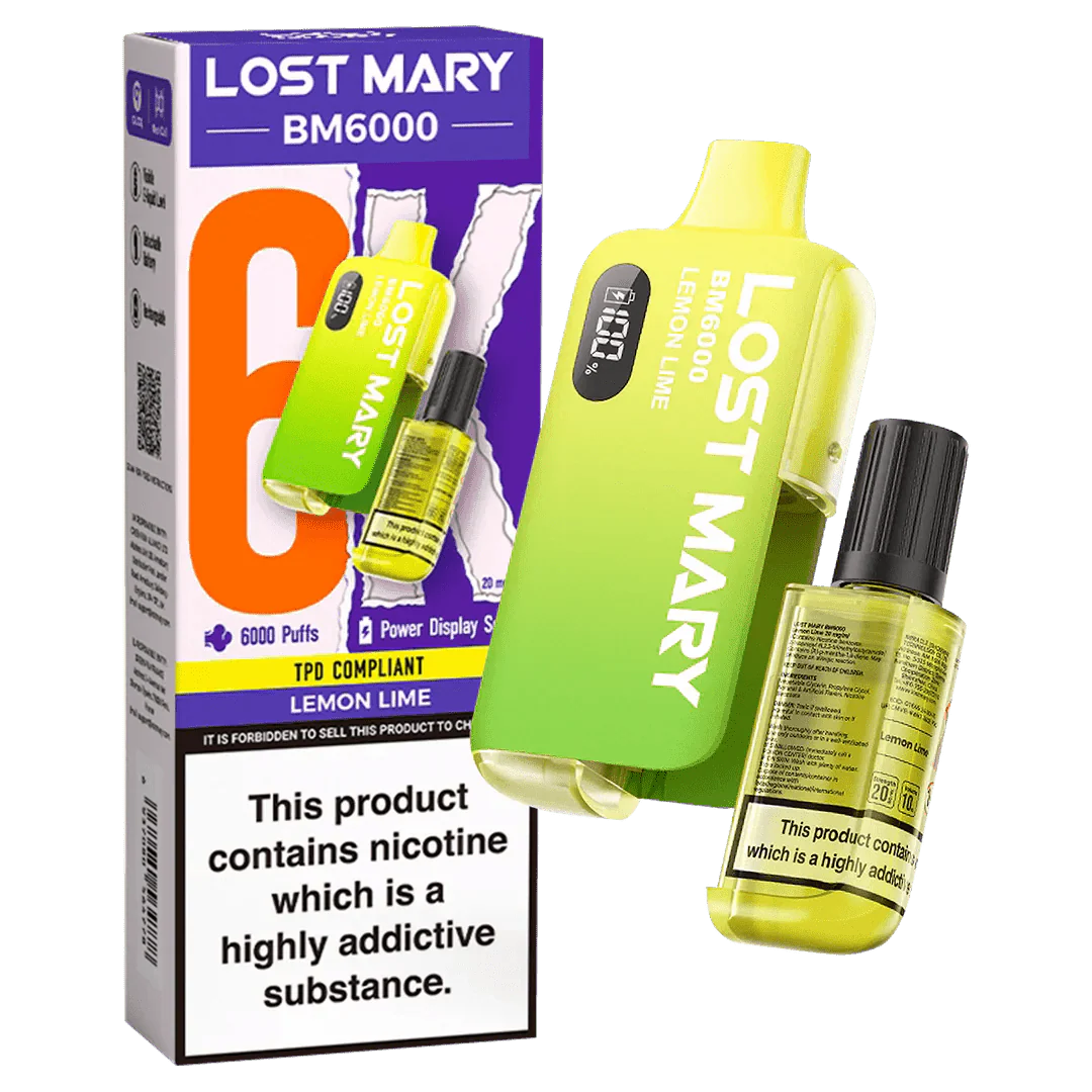 Lost Mary BM6000 Prefilled Disposable Vape Kit (Box of 5) - Wolfvapes.co.uk-Lemon Lime