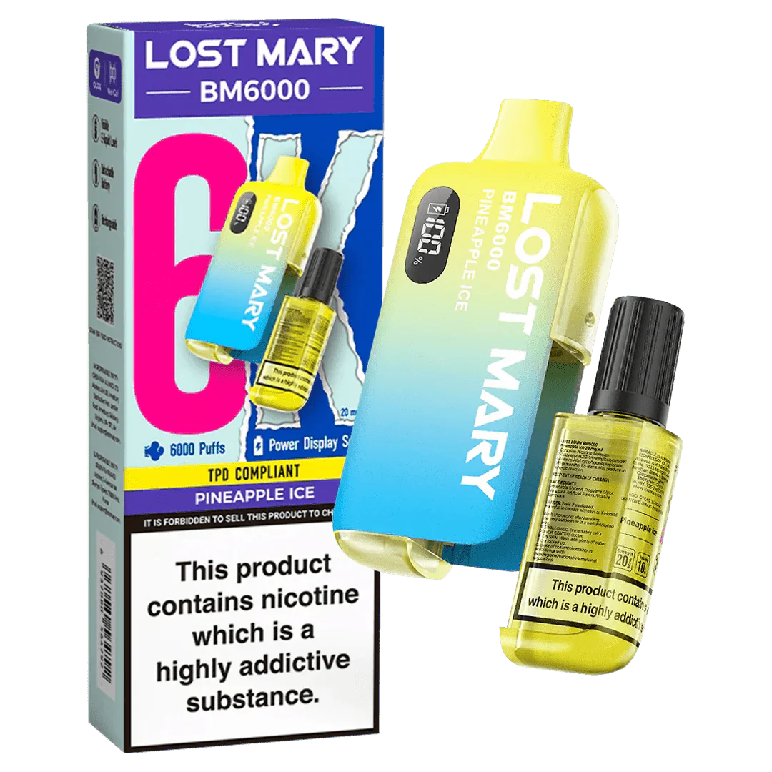 Lost Mary BM6000 Prefilled Disposable Vape Kit (Box of 5) - Wolfvapes.co.uk-Pineapple Ice