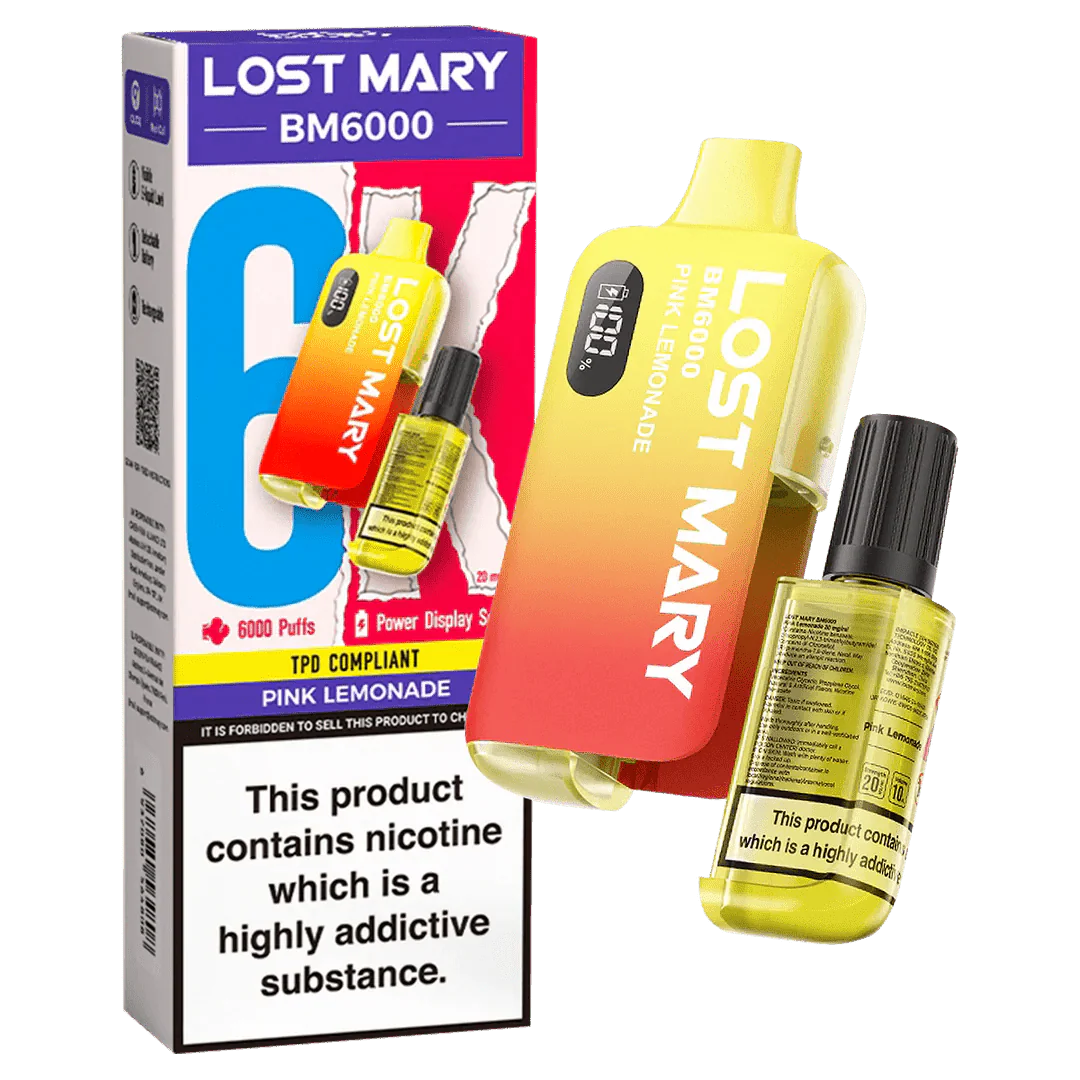 Lost Mary BM6000 Prefilled Disposable Vape Kit (Box of 5) - Wolfvapes.co.uk-Pink Lemonade