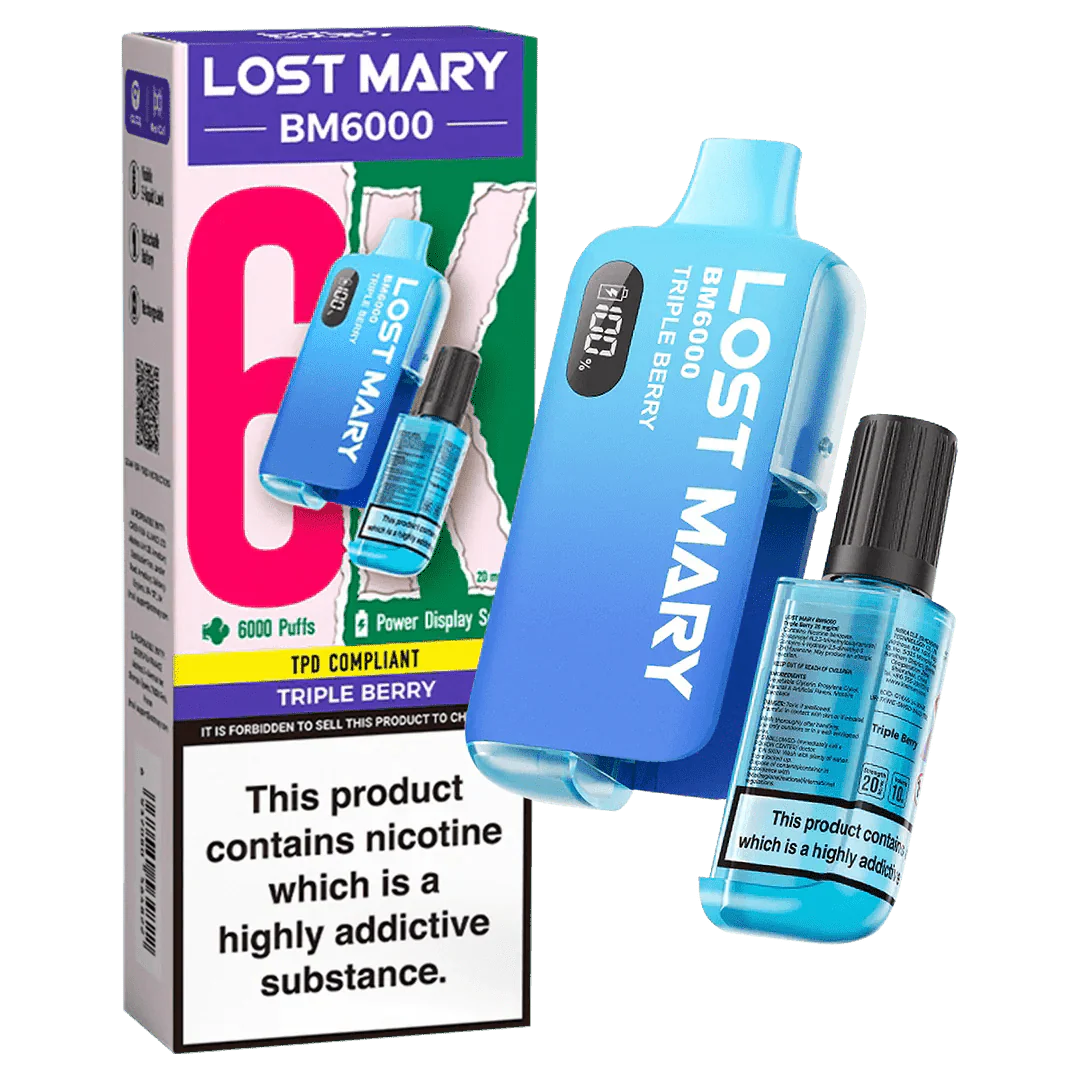 Lost Mary BM6000 Prefilled Disposable Vape Kit (Box of 5) - Wolfvapes.co.uk-Triple Berry