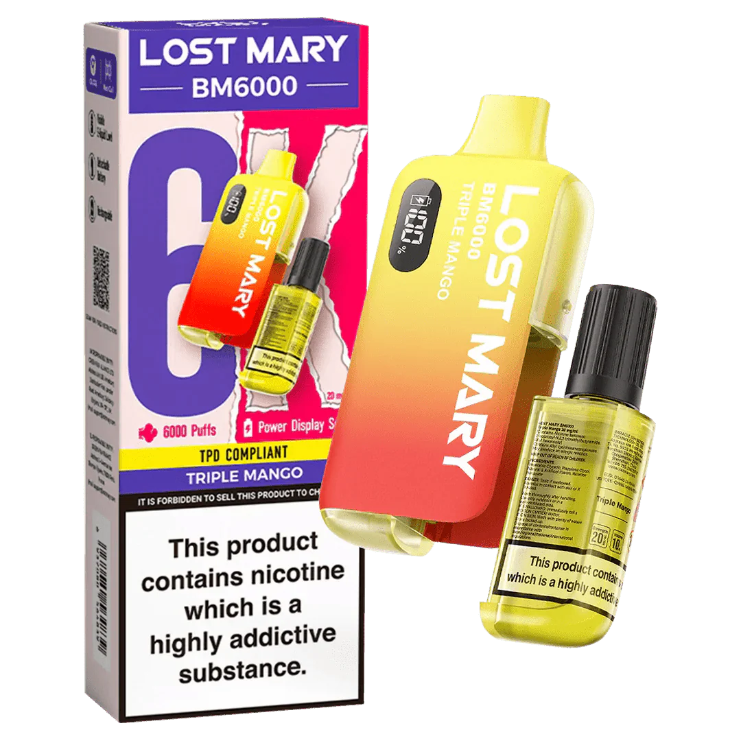 Lost Mary BM6000 Prefilled Disposable Vape Kit (Box of 5) - Wolfvapes.co.uk-Triple Mango
