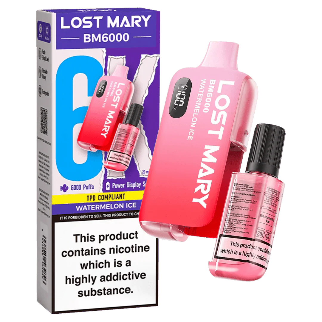 Lost Mary BM6000 Prefilled Disposable Vape Kit (Box of 5) - Wolfvapes.co.uk-Watermelon Ice