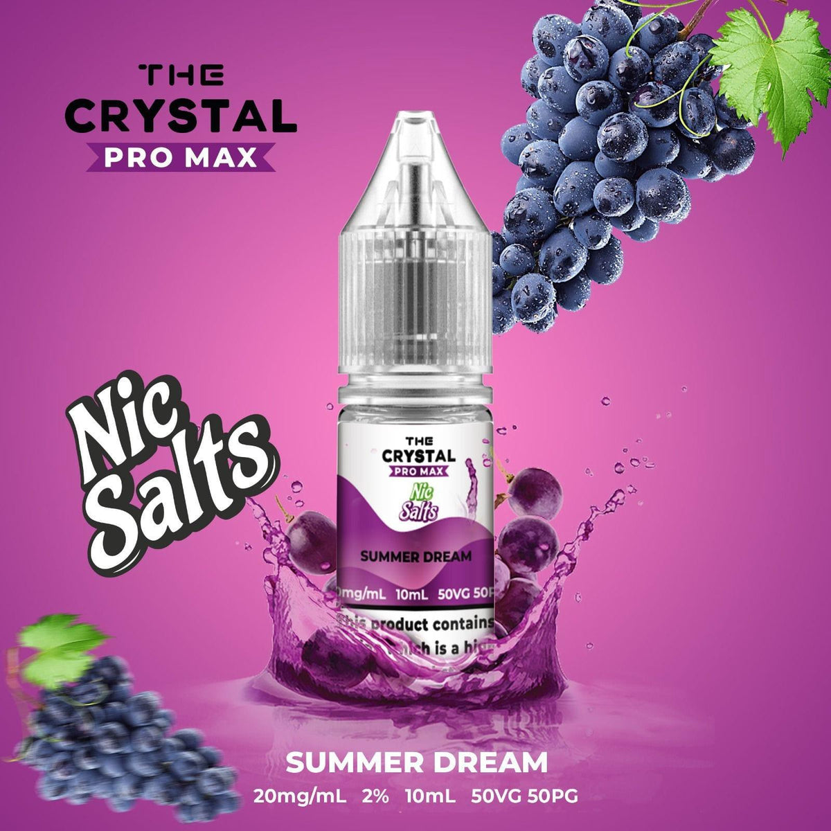 The Crystal Pro Max Vape Nic Salts 10ml - Box of 10 - YD VAPE STORE