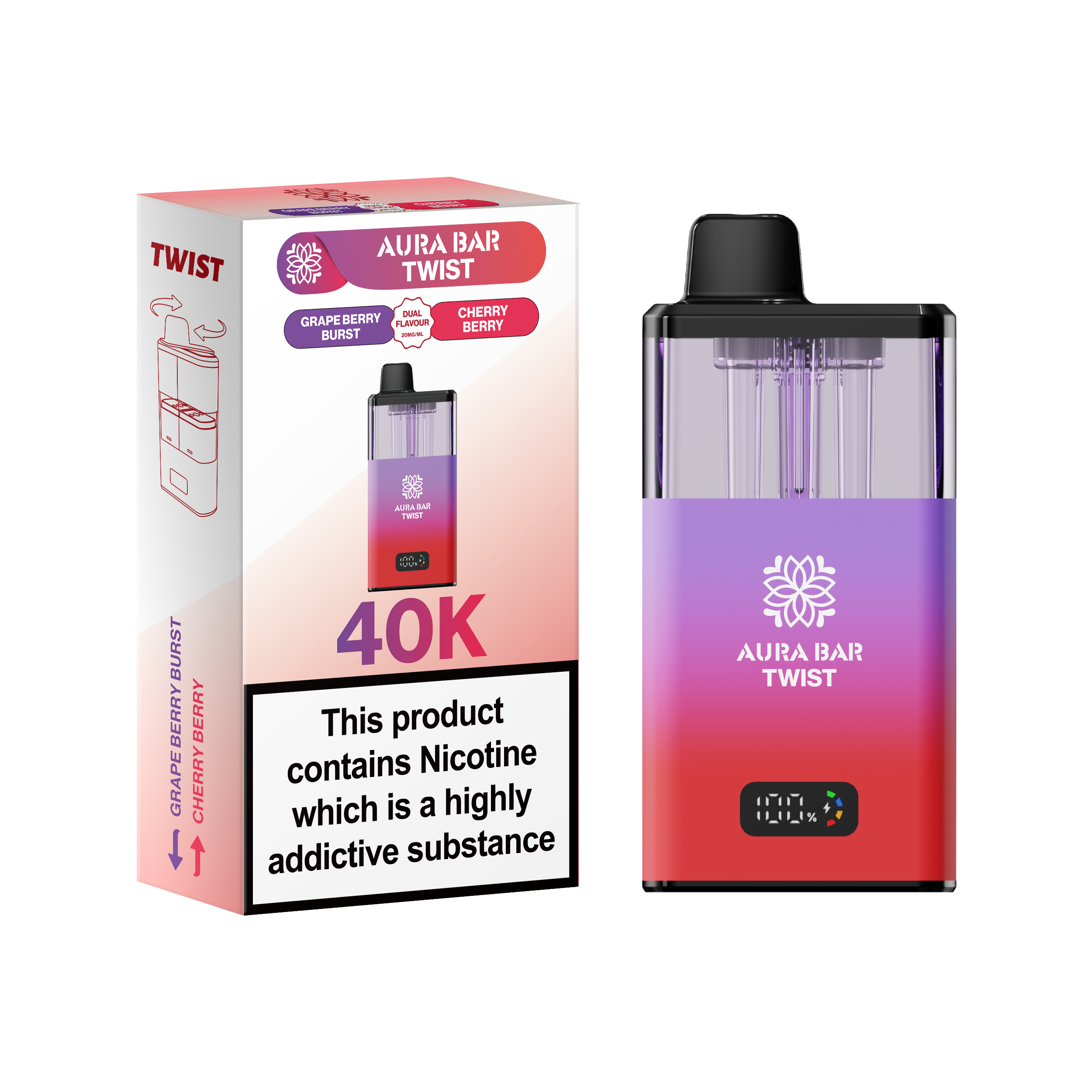 Aura Bar Twist 40k Prefilled Pod Vape Aura Bar Twist 40k Prefilled Pod Vape