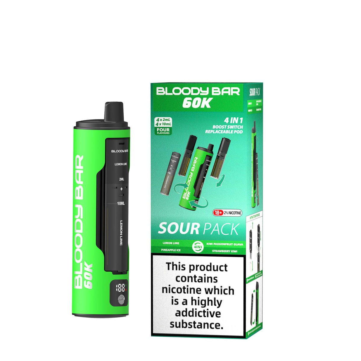 Bloody Bar 60k Prefilled 4 In 1 Pod Vape Kit Box of 5