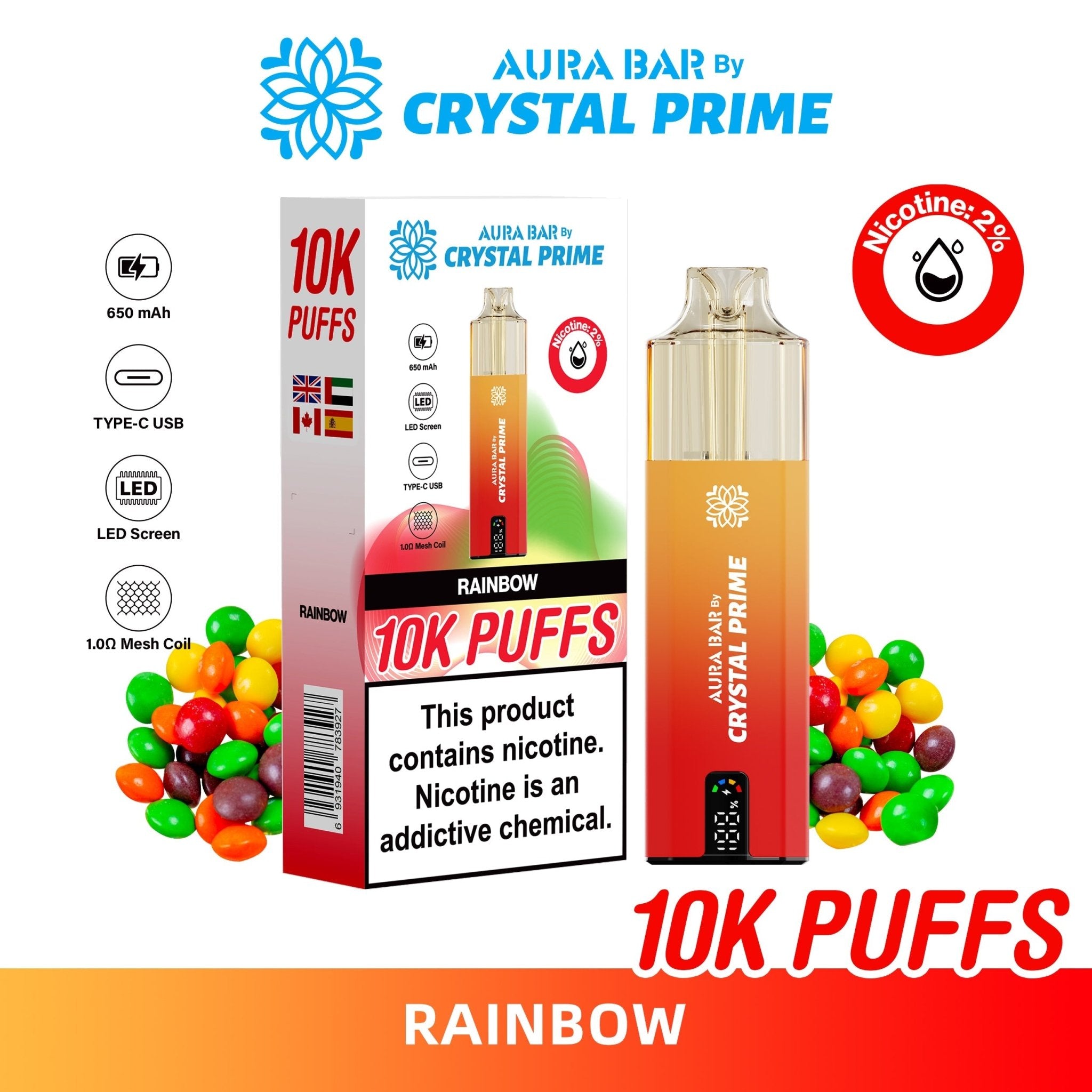 Aura Bar 10000 Prefilled Pod Vape Kit By Crystal Prime Aura Bar 10000 Prefilled Pod Vape Kit By Crystal Prime