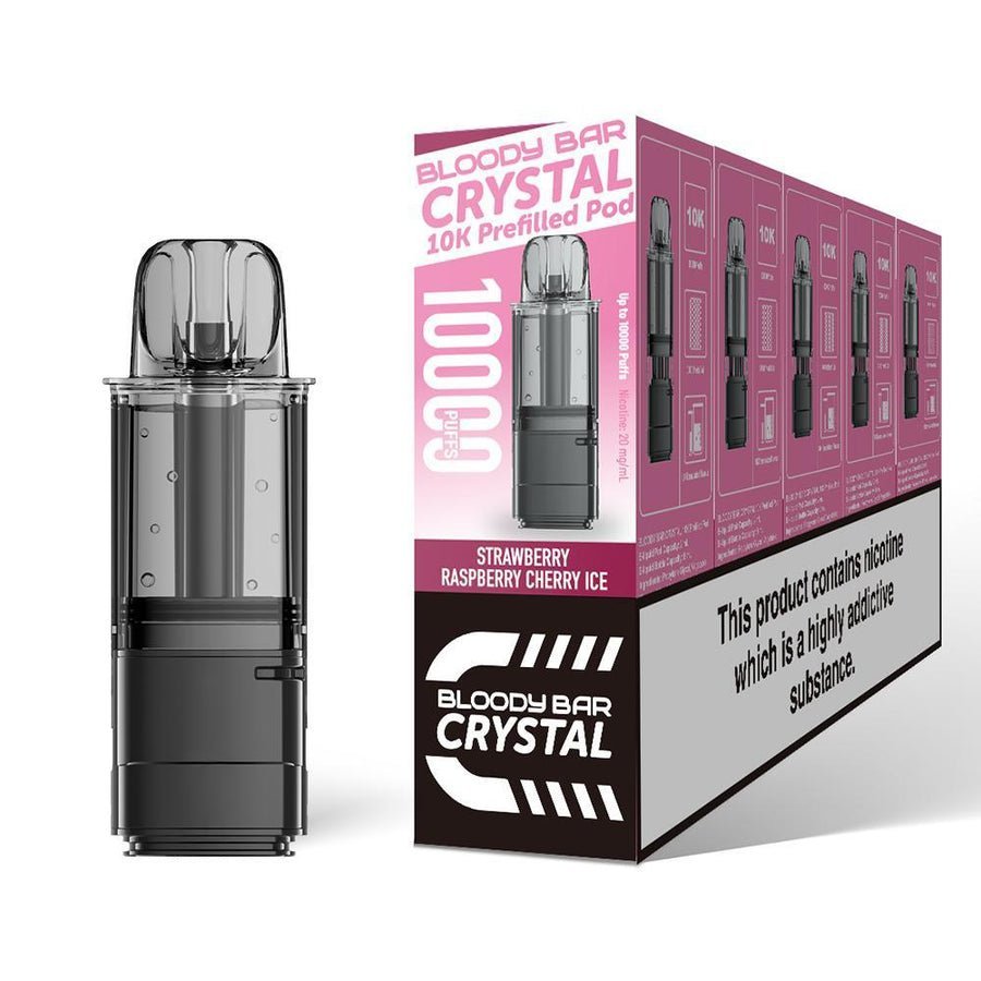 bulk wholesale Bloody Bar Crystal 10k Replacement Pods Pack of 5 - Strawberry Raspberry Cherry Ice