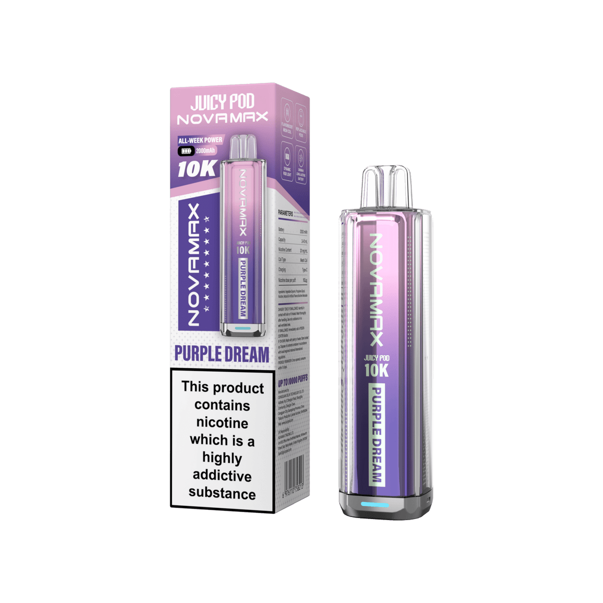 buy Juicy Pod Novamax 10k Prefilled Pod Vape Kit Pack of 5 at Wolfvapes.co.uk