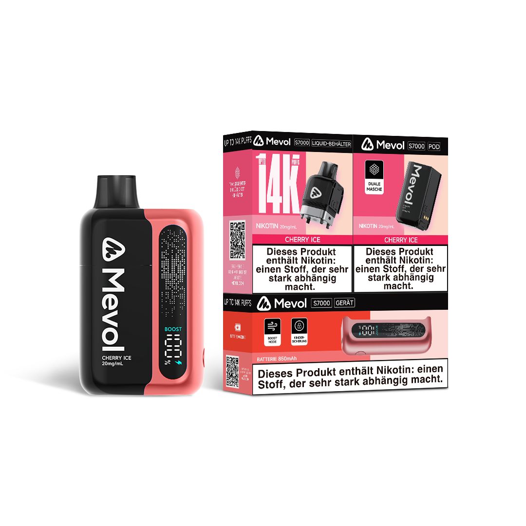 Buy Mevol S7000 Prefilled Pod Kit - 14k Puffs Box of 5 - Cherry Ice