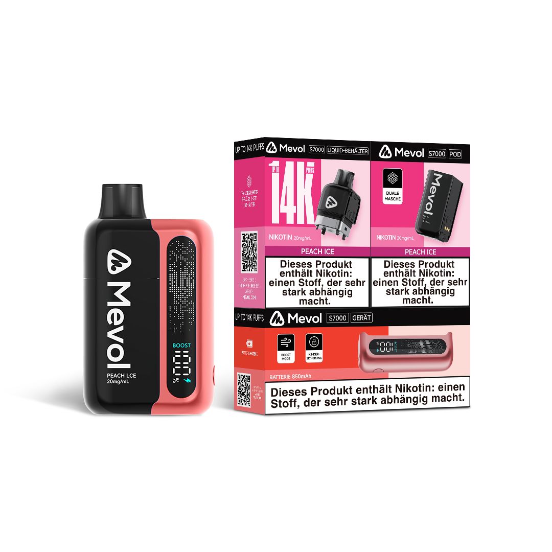 Buy Mevol S7000 Prefilled Pod Kit - 14k Puffs Box of 5 - Peach Ice