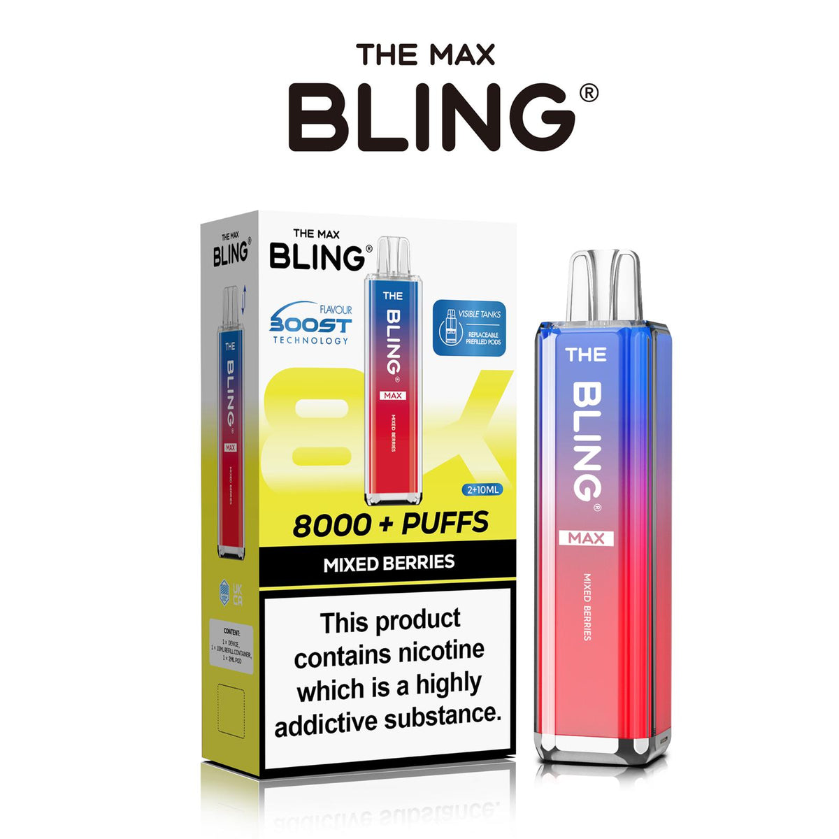 buy The Crystal Bling Max 8000 Preffilled Vape Kit Box of 5 at Wolfvapes.co.uk