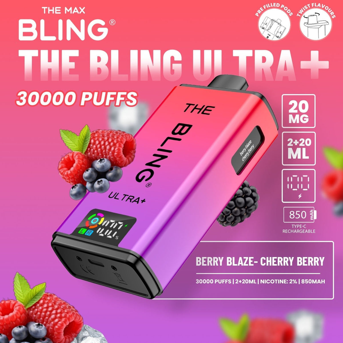 buy The Crystal Bling Ultra Plus 30k Prefilled Vape Kit Box of 5 at Wolfvapes.co.uk