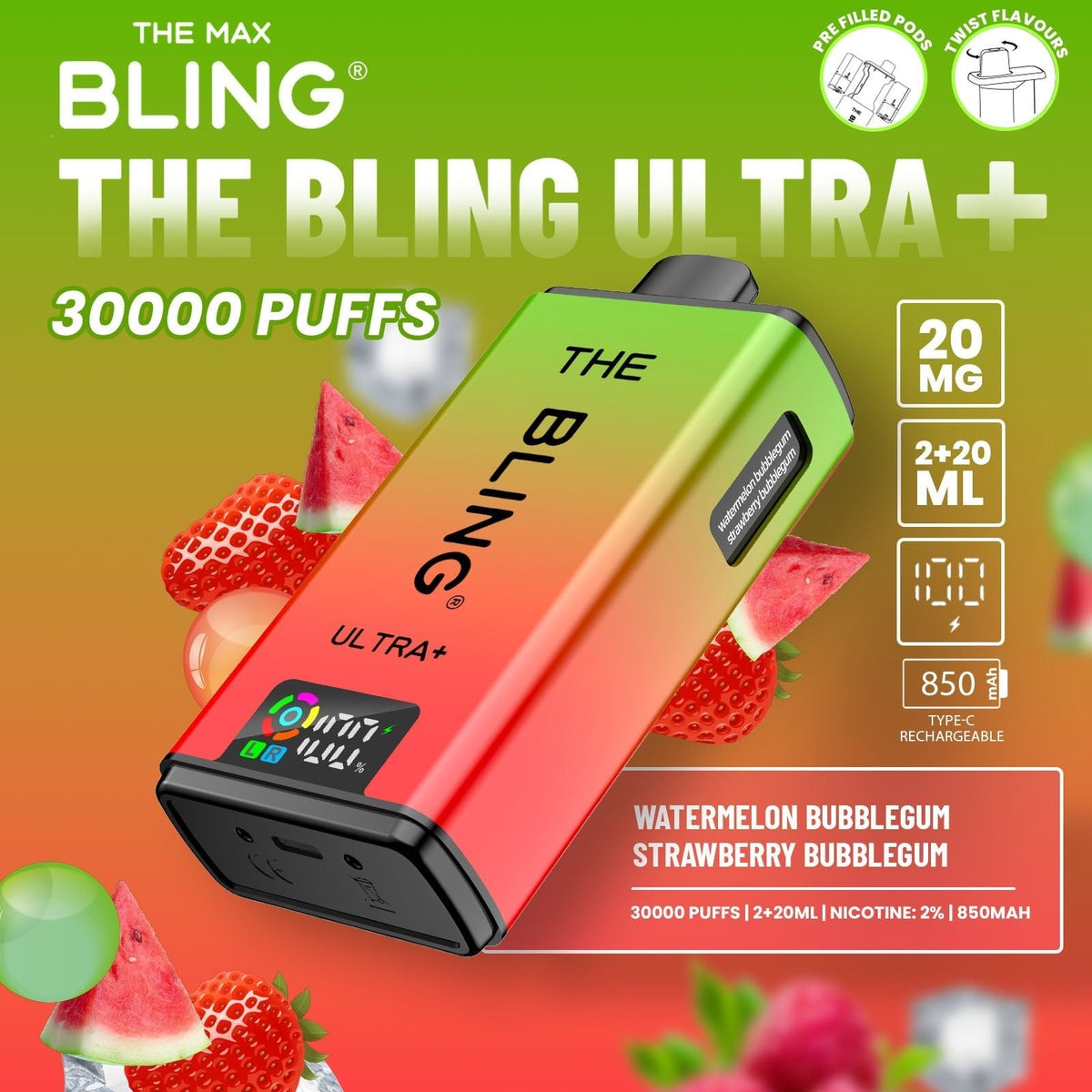 buy The Crystal Bling Ultra Plus 30k Prefilled Vape Kit Box of 5 at Wolfvapes.co.uk