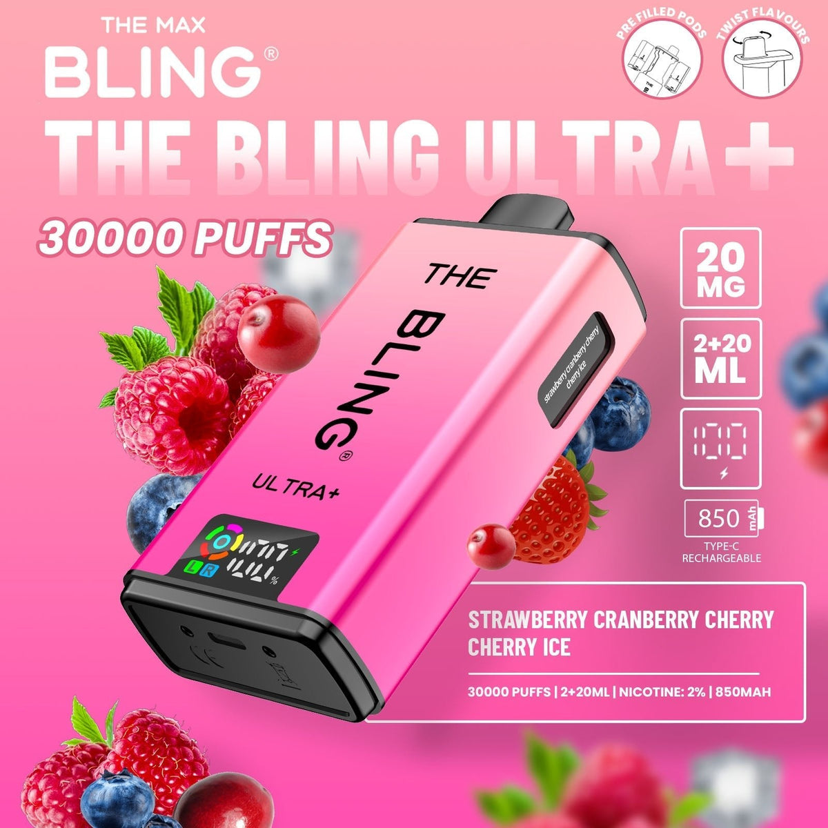 buy The Crystal Bling Ultra Plus 30k Prefilled Vape Kit Box of 5 at Wolfvapes.co.uk