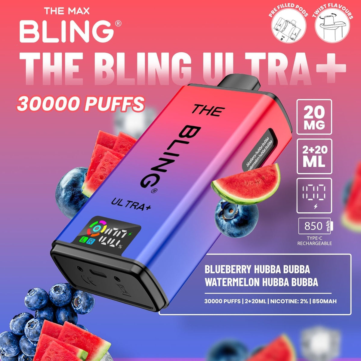 buy The Crystal Bling Ultra Plus 30k Prefilled Vape Kit Box of 5 at Wolfvapes.co.uk
