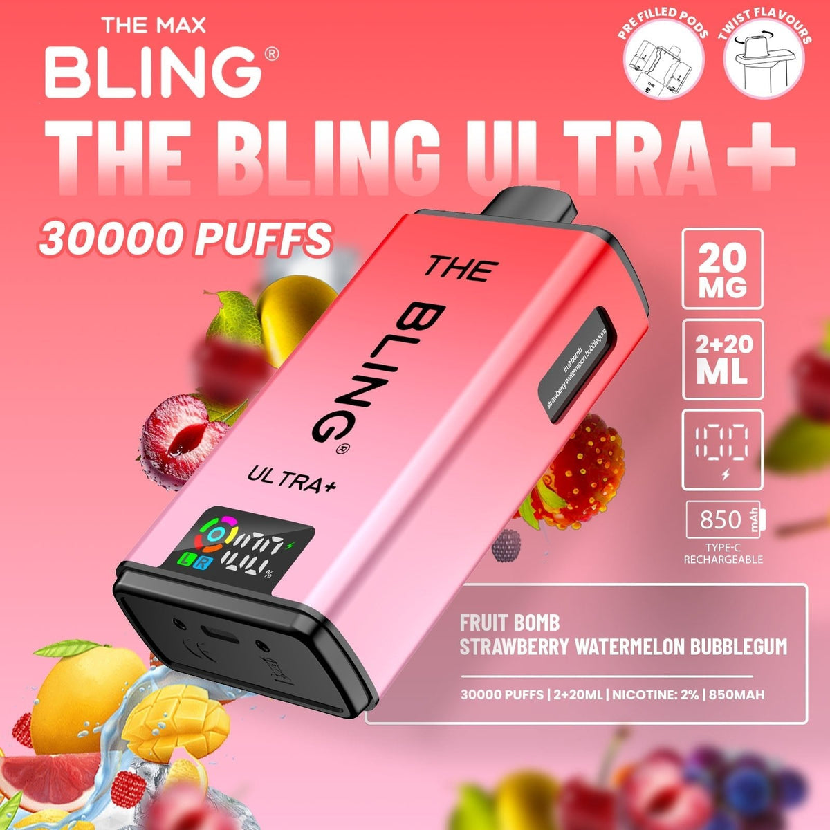 buy The Crystal Bling Ultra Plus 30k Prefilled Vape Kit Box of 5 at Wolfvapes.co.uk
