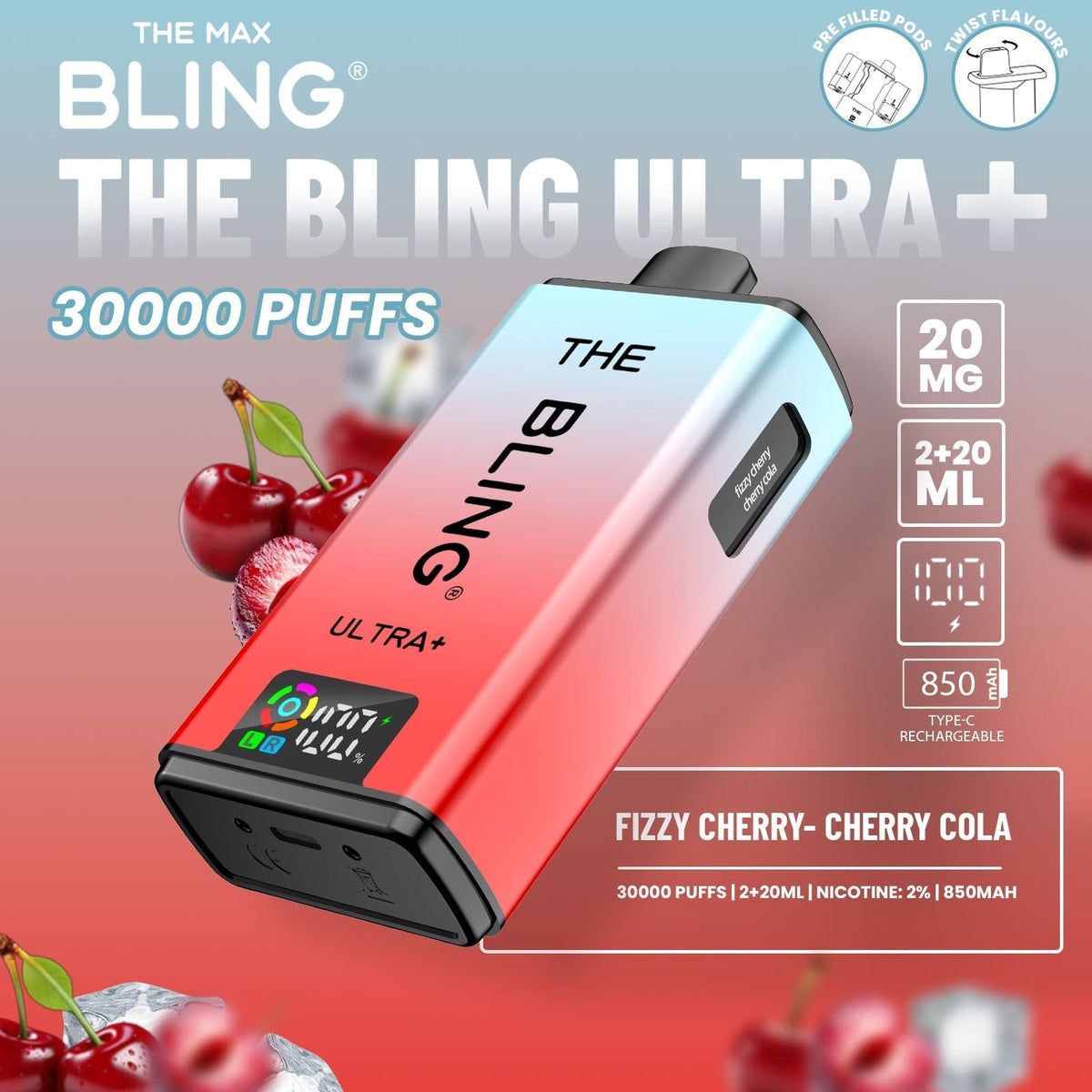 buy The Crystal Bling Ultra Plus 30k Prefilled Vape Kit Box of 5 at Wolfvapes.co.uk