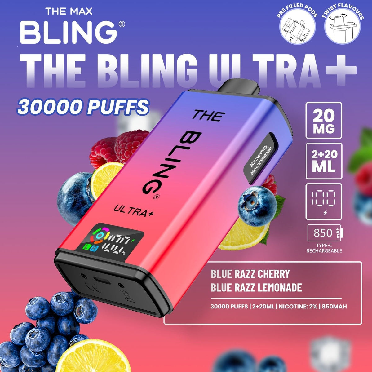 buy The Crystal Bling Ultra Plus 30k Prefilled Vape Kit Box of 5 at Wolfvapes.co.uk