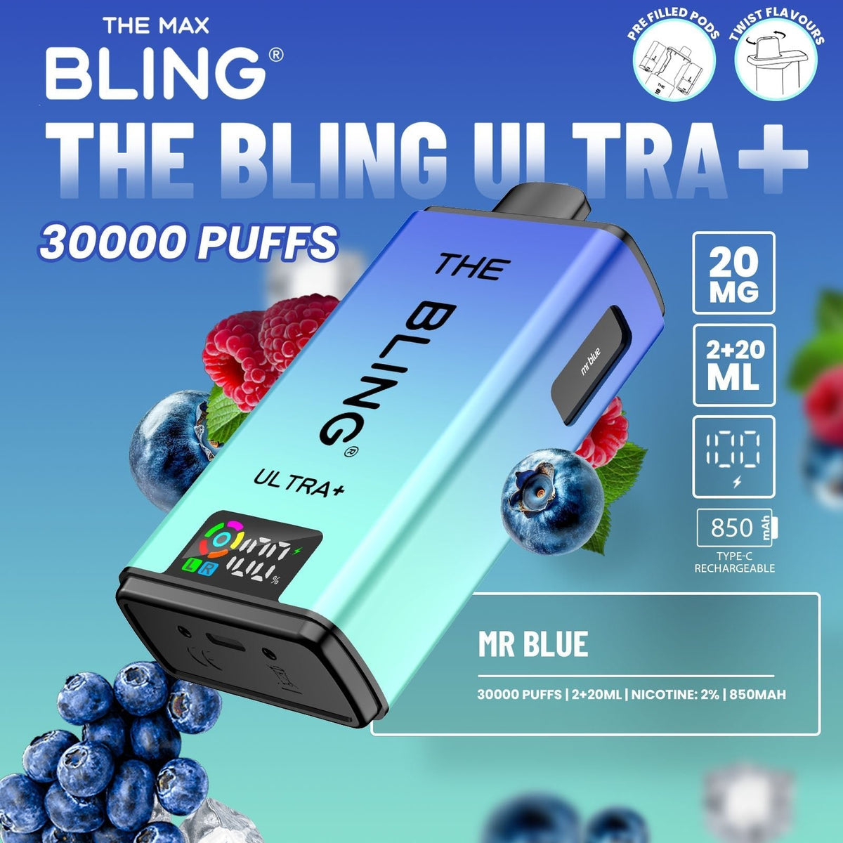 buy The Crystal Bling Ultra Plus 30k Prefilled Vape Kit Box of 5 at Wolfvapes.co.uk