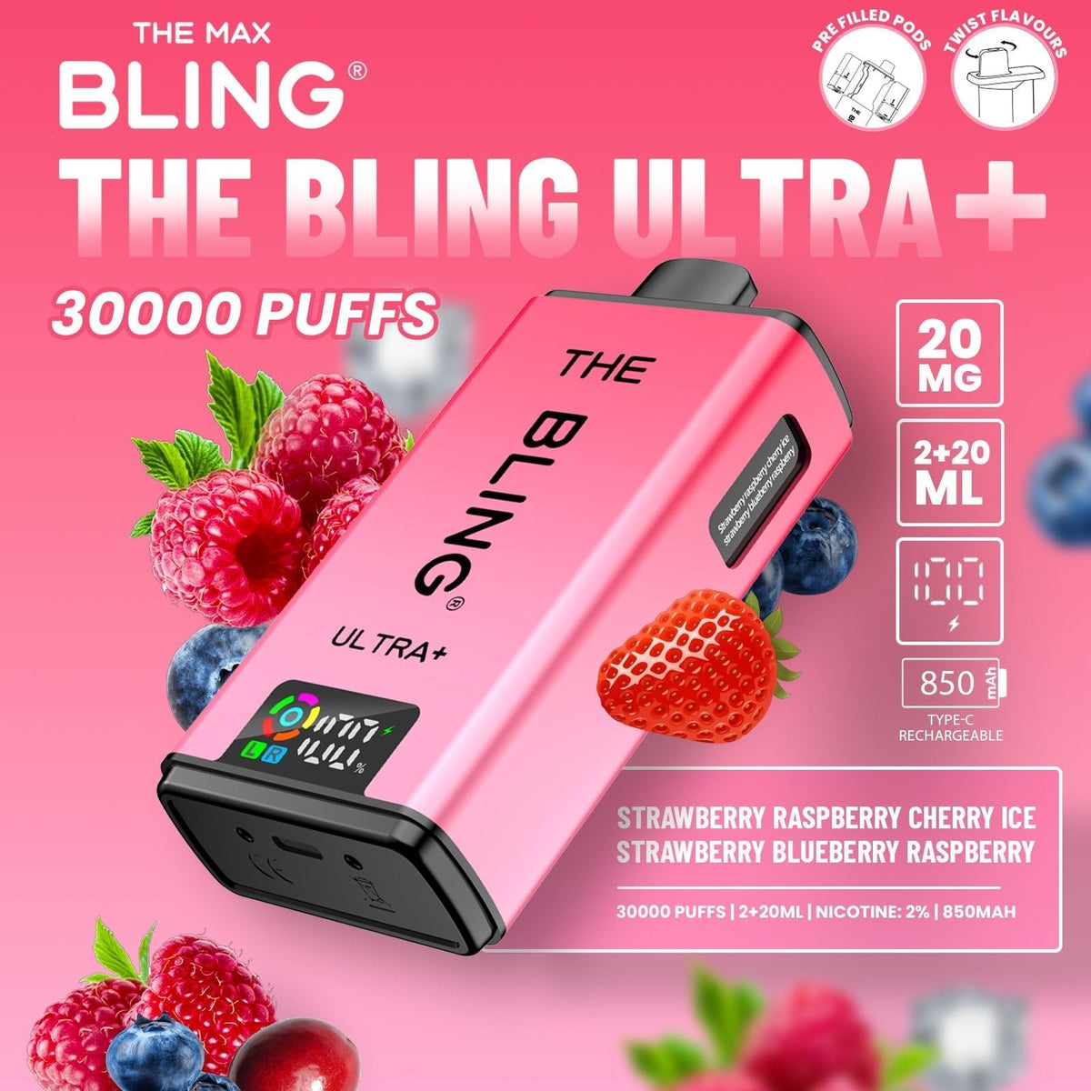 buy The Crystal Bling Ultra Plus 30k Prefilled Vape Kit Box of 5 at Wolfvapes.co.uk