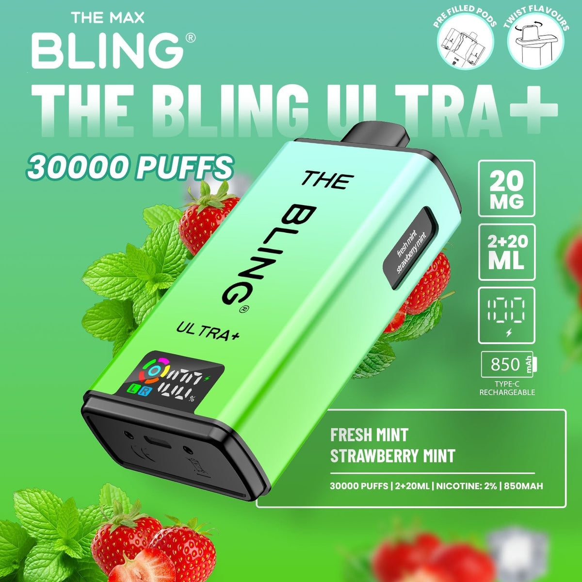 buy The Crystal Bling Ultra Plus 30k Prefilled Vape Kit Box of 5 at Wolfvapes.co.uk