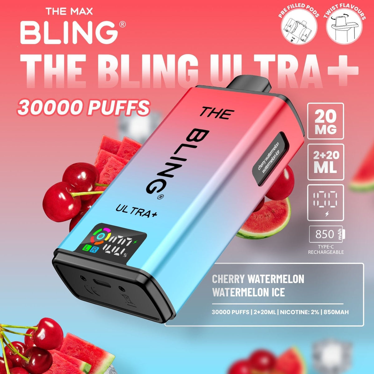 buy The Crystal Bling Ultra Plus 30k Prefilled Vape Kit Box of 5 at Wolfvapes.co.uk