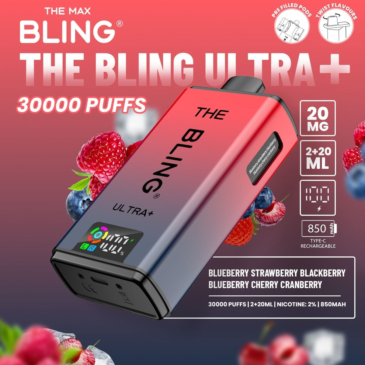buy The Crystal Bling Ultra Plus 30k Prefilled Vape Kit Box of 5 at Wolfvapes.co.uk
