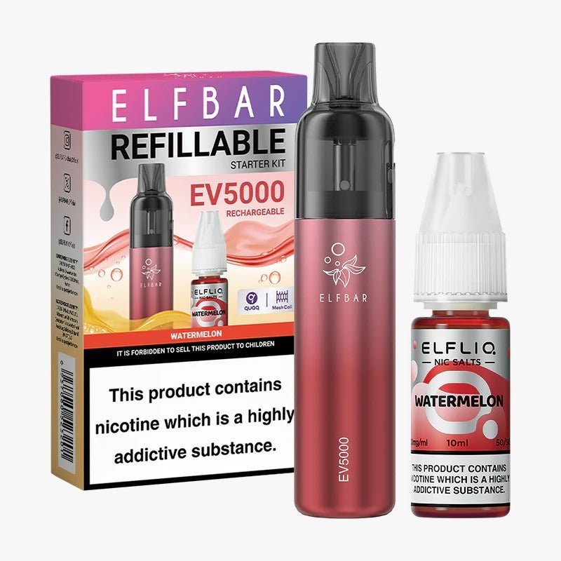 Elf Bar EV5000 Starter Kit & Elfliq Nic Salt 10ml E-Liquid Combo Pack - Mcr Vape Distro