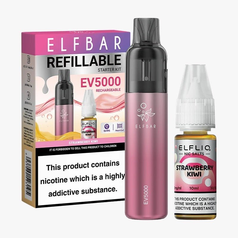 Elf Bar EV5000 Starter Kit & Elfliq Nic Salt 10ml E-Liquid Combo Pack - Mcr Vape Distro