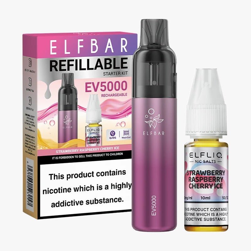 Elf Bar EV5000 Starter Kit & Elfliq Nic Salt 10ml E-Liquid Combo Pack - Mcr Vape Distro