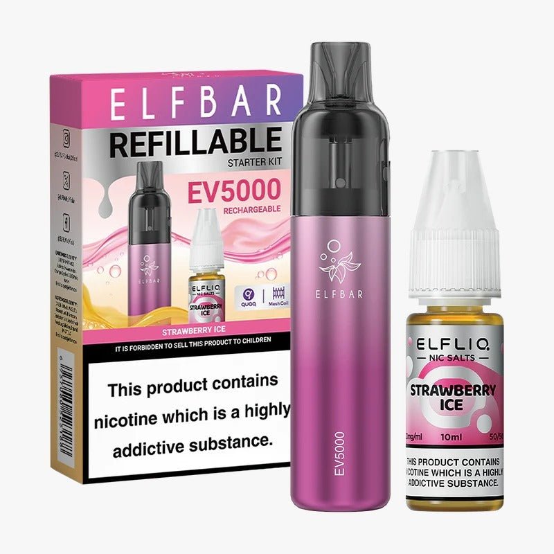 Elf Bar EV5000 Starter Kit & Elfliq Nic Salt 10ml E-Liquid Combo Pack - Mcr Vape Distro