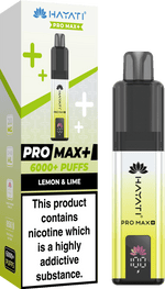 Hayati Crystal Pro Max+ 6000 Vape Kit Box of 10 - Wolfvapes.co.uk - Lemon & Lime