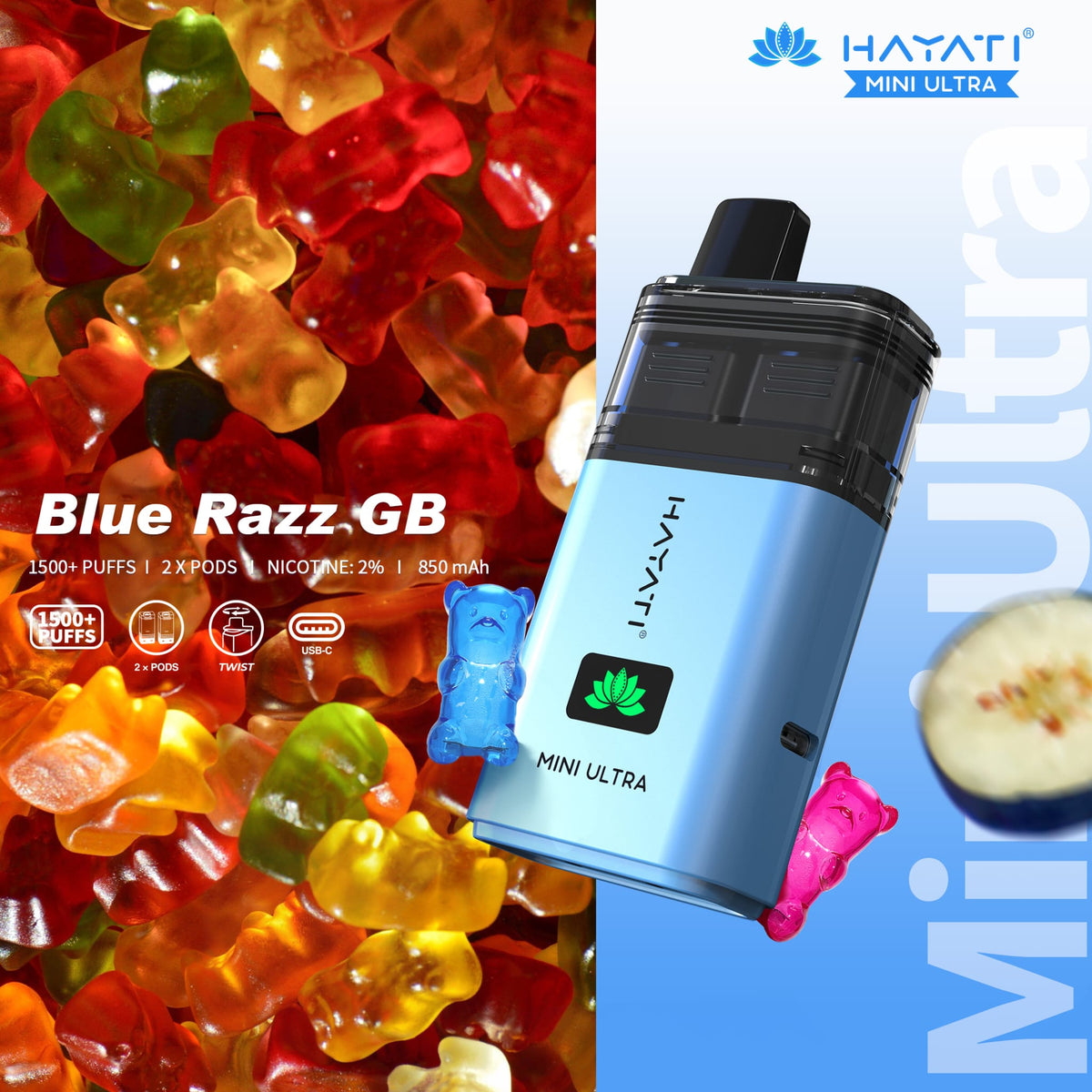 buy Hayati Mini Ultra 1500 Disposable Vape at Wolfvapes.co.uk