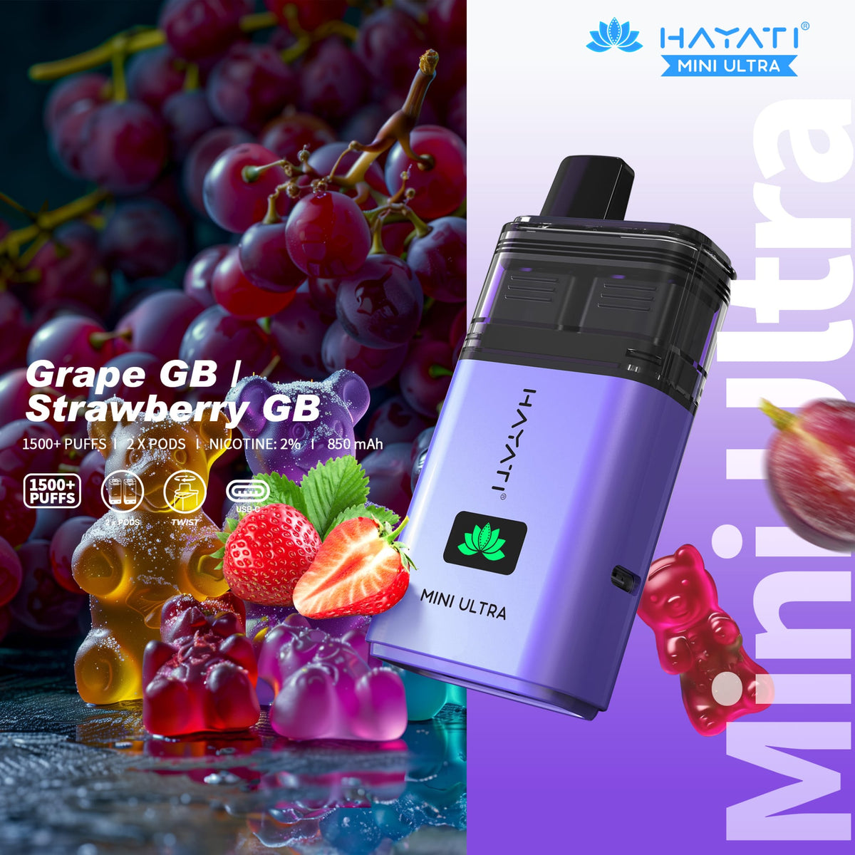 buy Hayati Mini Ultra 1500 Disposable Vape at Wolfvapes.co.uk
