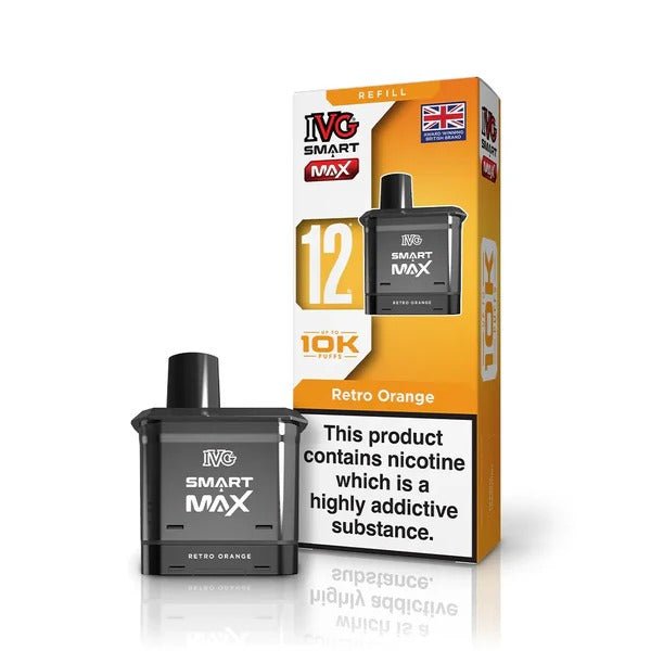 bulk wholesale IVG Smart Max 10k Prefilled Refill Pods Pack of 5 - Retro Orange