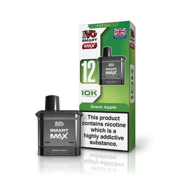 bulk wholesale IVG Smart Max 10k Prefilled Refill Pods Pack of 5 - Green Apple