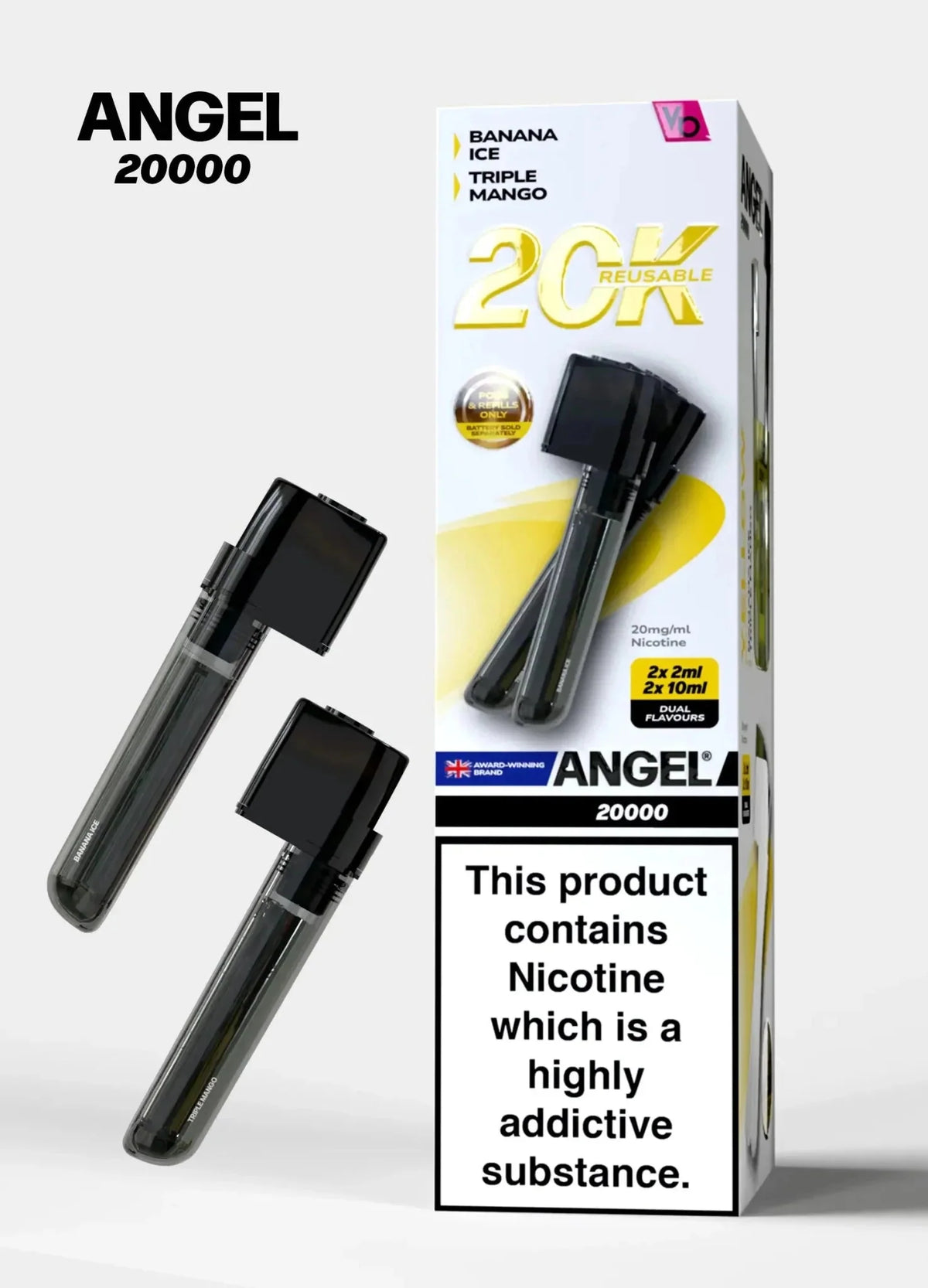 bulk wholesale Vapes Bars Angel 20000 Prefilled Pods Box of 5 - Yellow Edition