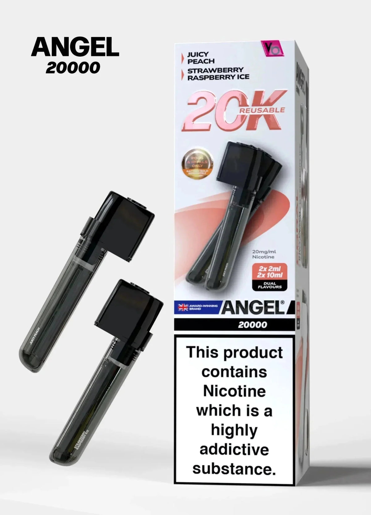 bulk wholesale Vapes Bars Angel 20000 Prefilled Pods Box of 5 - Coral Edition