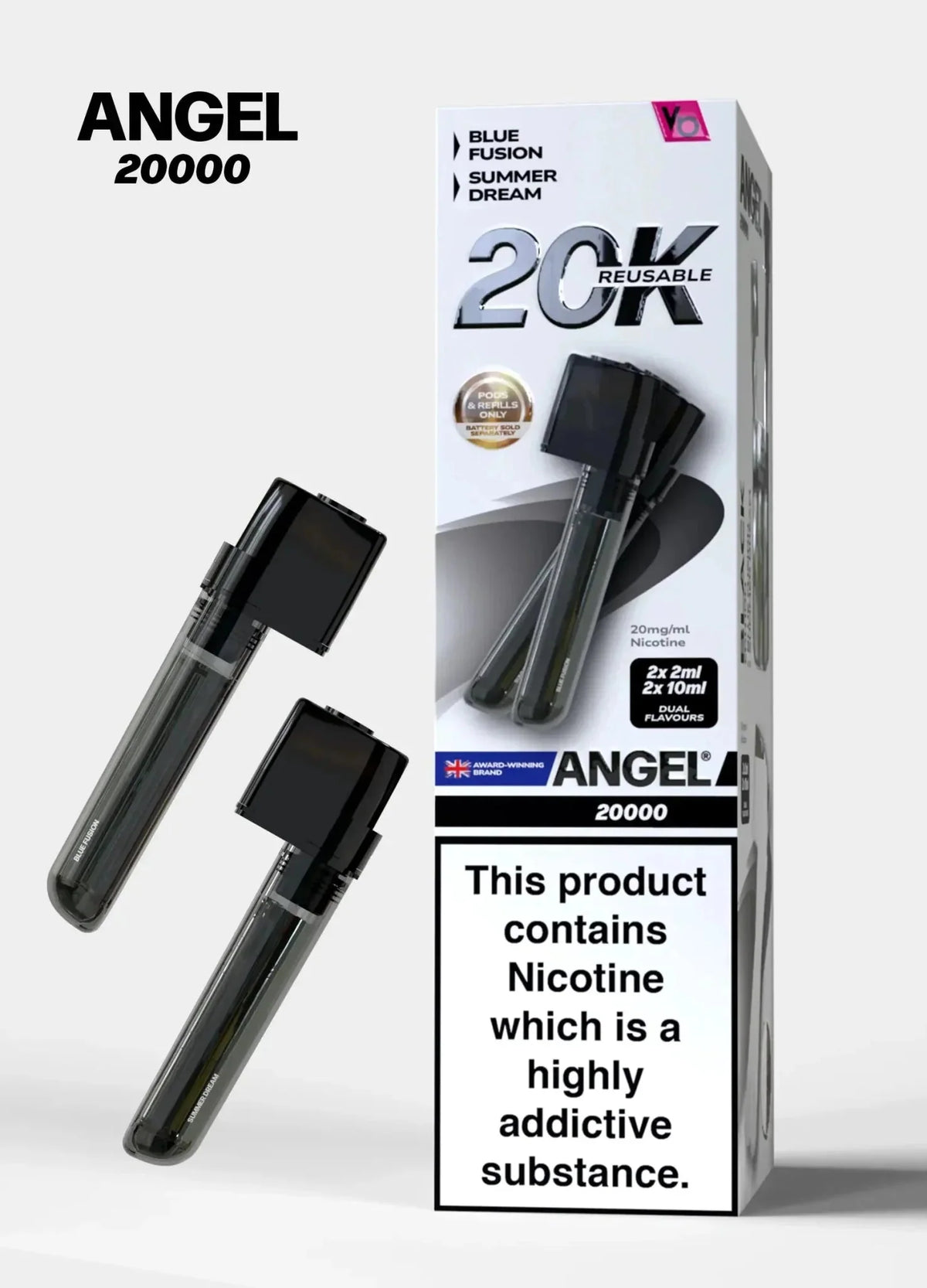 bulk wholesale Vapes Bars Angel 20000 Prefilled Pods Box of 5 - Black Edition