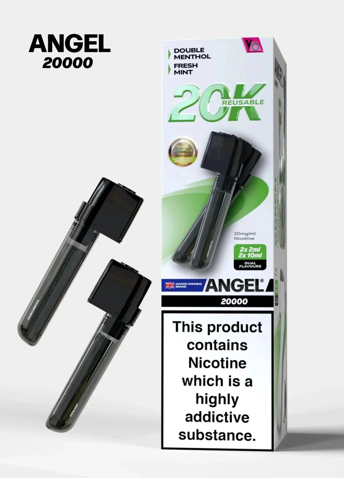 bulk wholesale Vapes Bars Angel 20000 Prefilled Pods Box of 5 - Green Edition