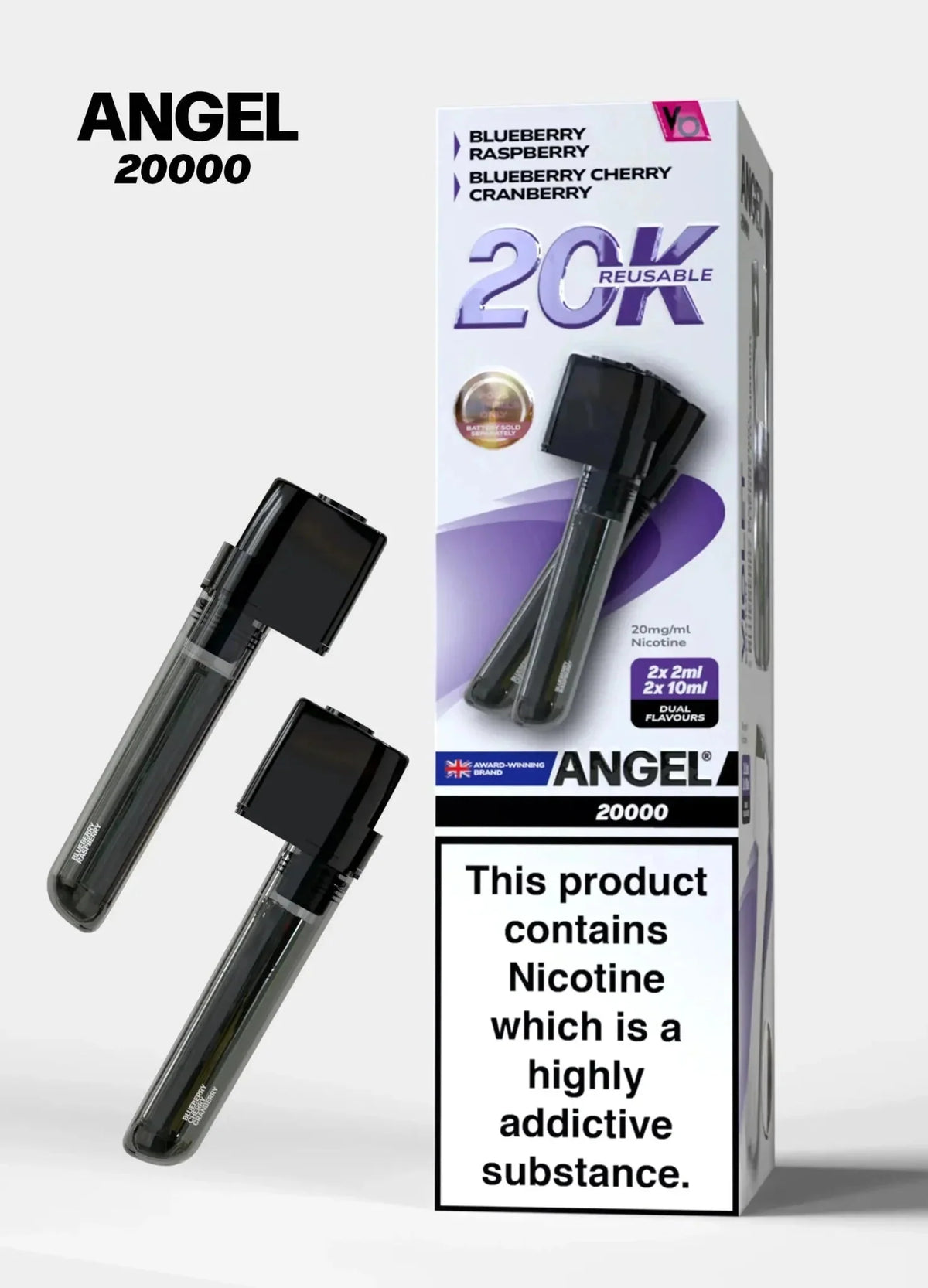bulk wholesale Vapes Bars Angel 20000 Prefilled Pods Box of 5 - Violet Edition