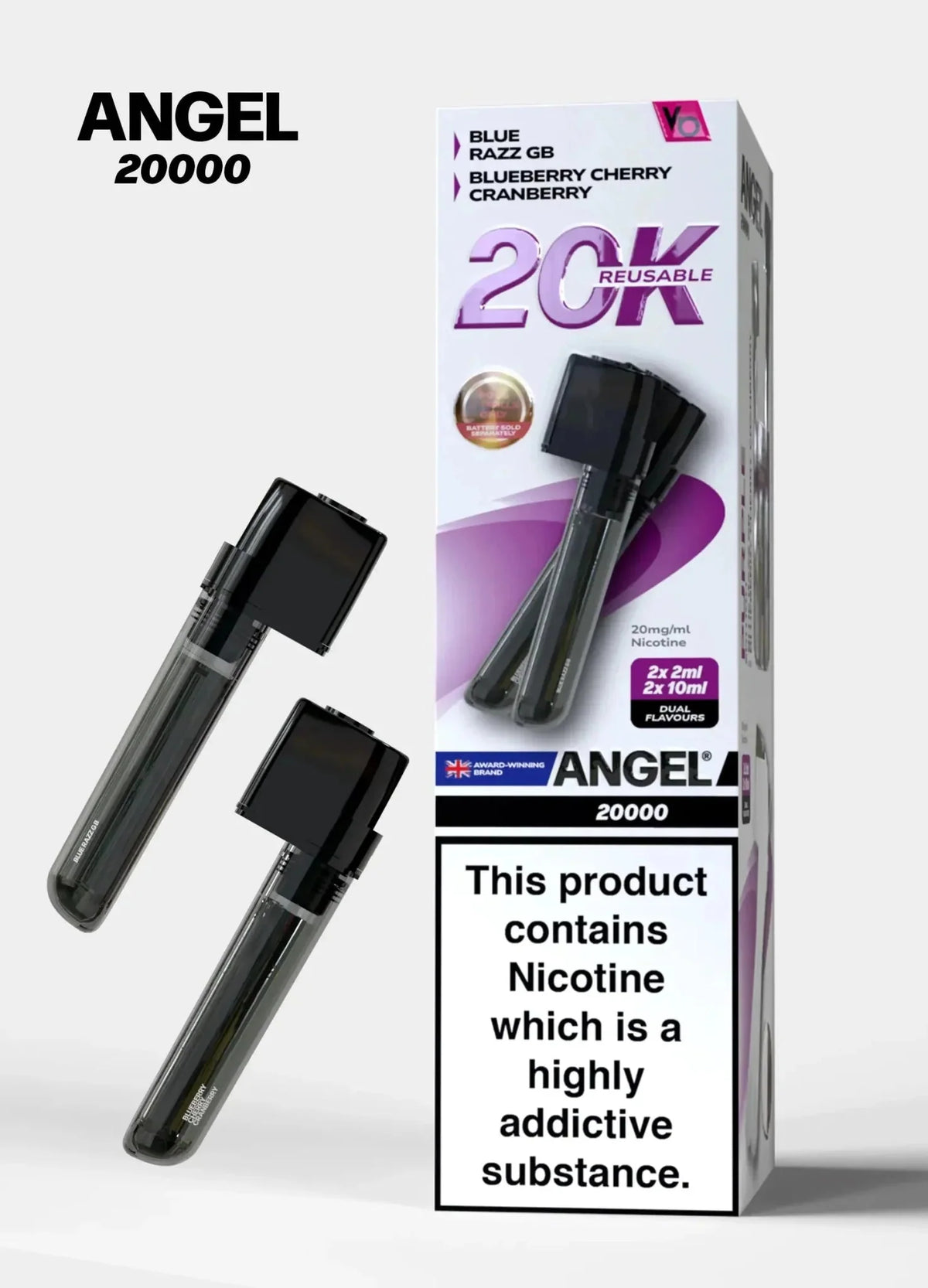 bulk wholesale Vapes Bars Angel 20000 Prefilled Pods Box of 5 - Purple Edition