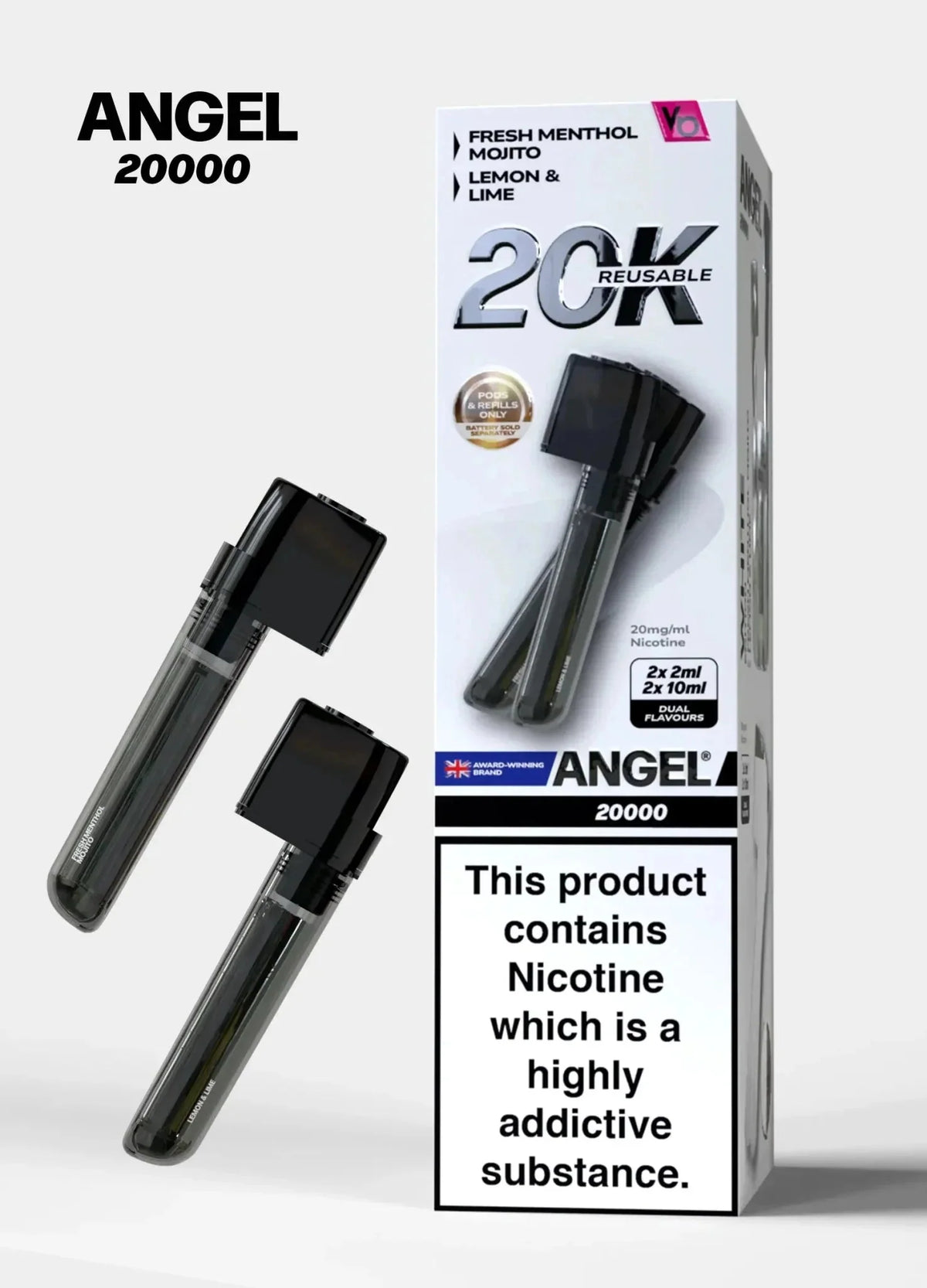 bulk wholesale Vapes Bars Angel 20000 Prefilled Pods Box of 5 - White Edition